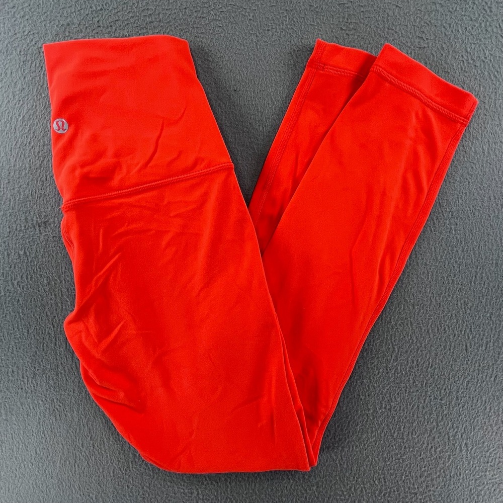 Lululemon Women Leggings Nylon Lycra Red Size 4 High Rise Align Styled